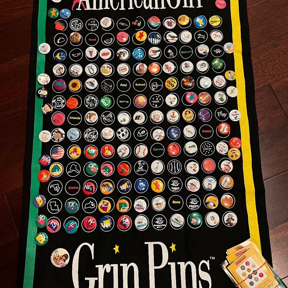 American Girl Grin Pins and Banner